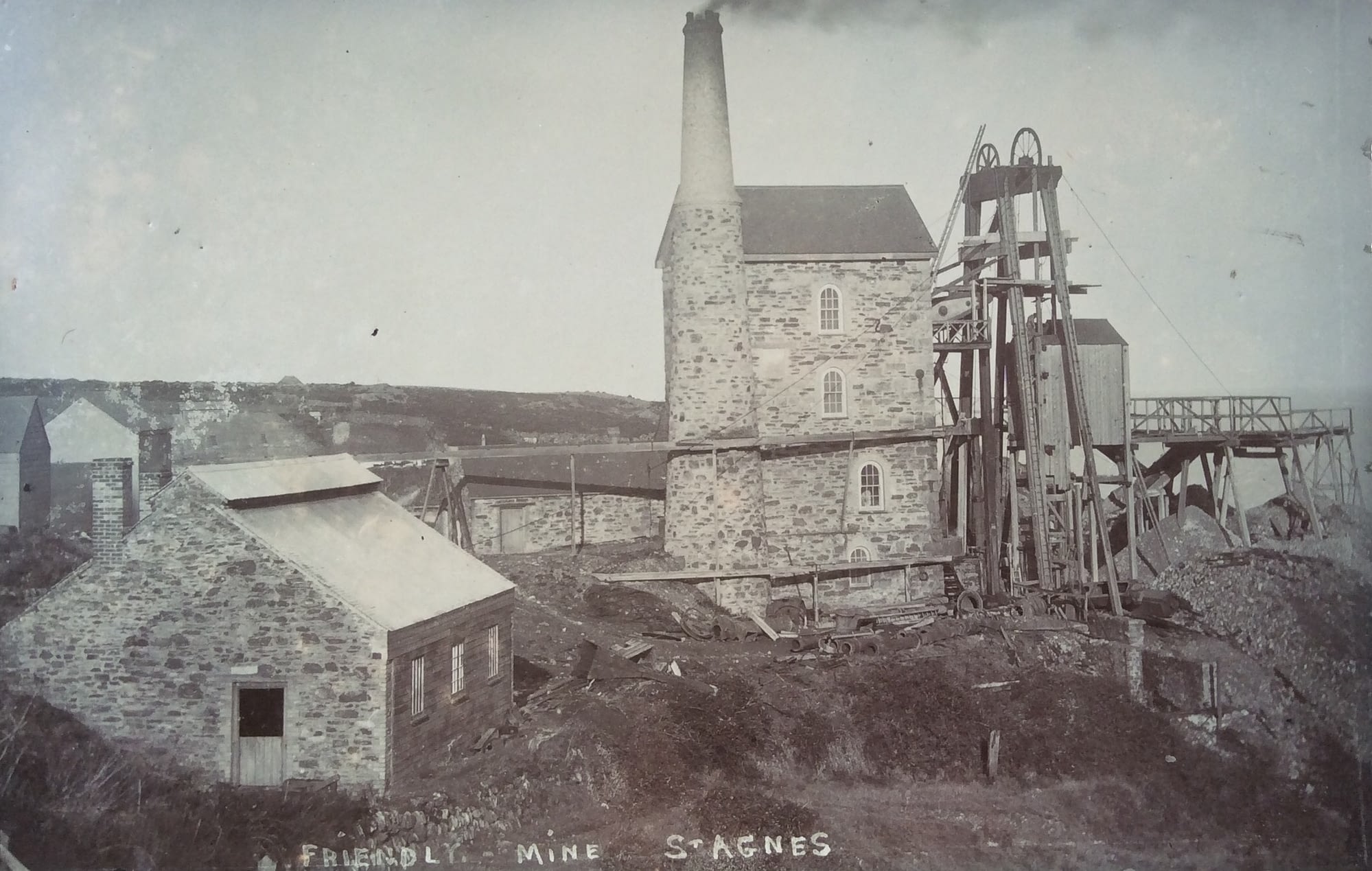 Postcard of Wheal Friendly Mine by Sammy Solway