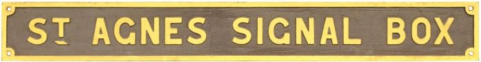 St Agnes Station signal box sign