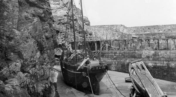 Ship in St Agnes Harbour, c1907